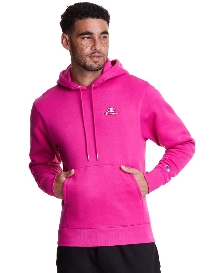 Champion Classic Fleece Embroidered Applique Logo - Miesten Pinkki Huppari - Suomi 9643058-QT